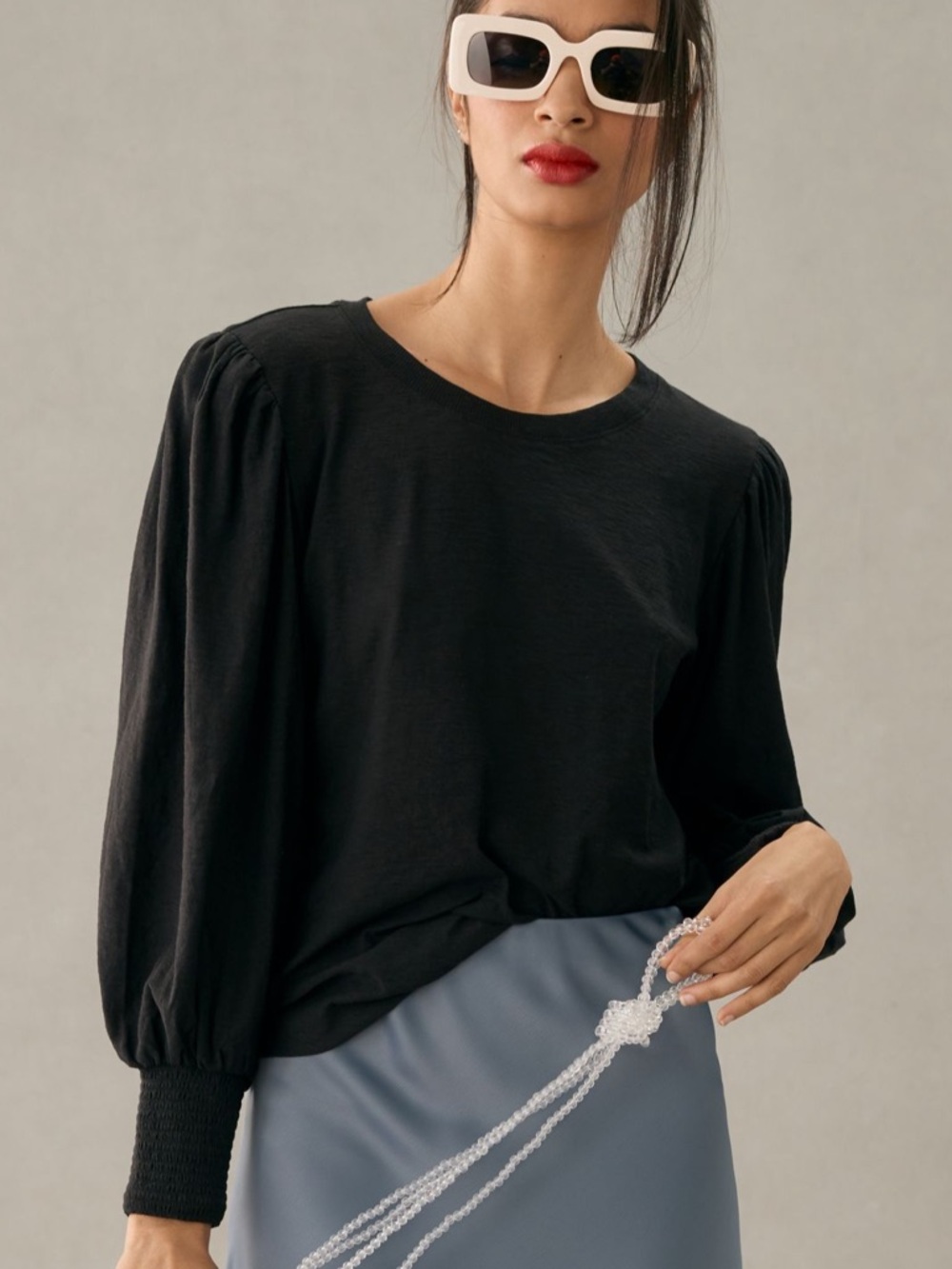 Nation Los Angeles Loren Puff-Sleeve Tee Black